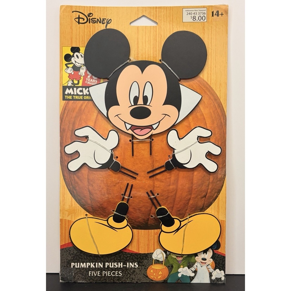 Disney's Mickey Halloween Pumpkin Push-ins Decoration Kit 5 piece set NIP
